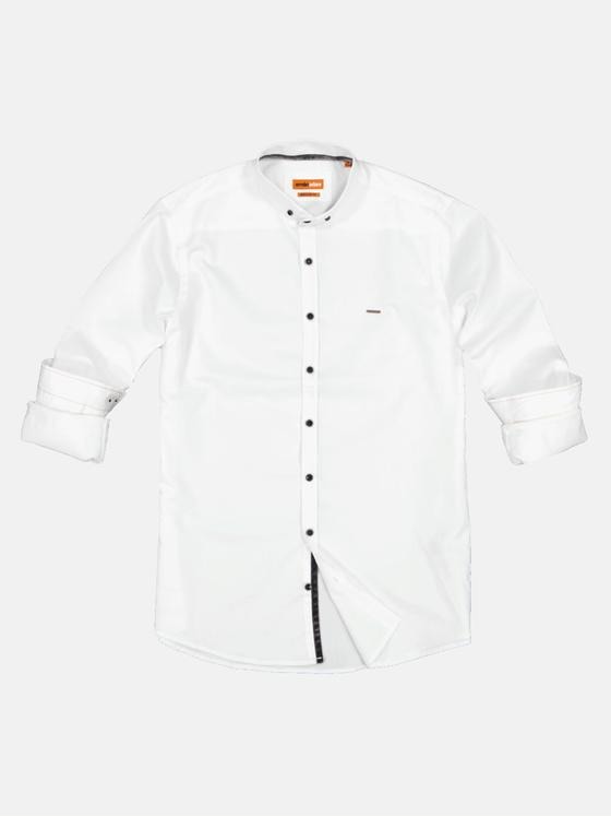 emilio adani Herren Langarm-Hemd uni Weiß 32873