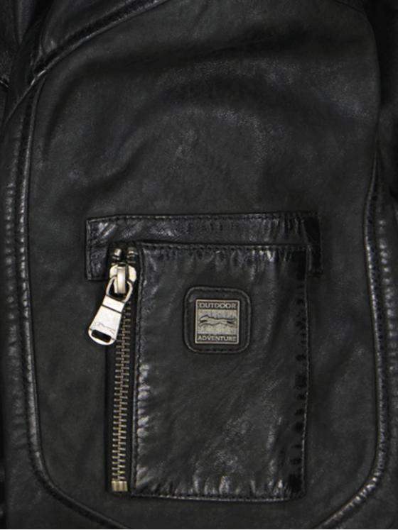 engbers Herren Leder-Parka mit abnehmbarer Kapuze Schwarz 33547