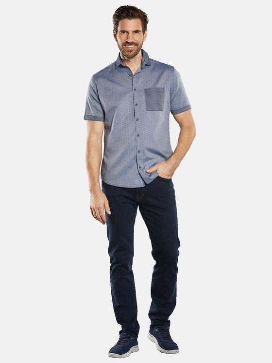 engbers Herren Kurzarm-Hemd gemustert Blau 34759