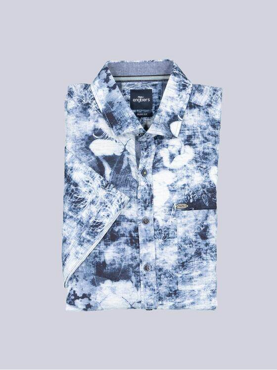 engbers Herren Kurzarm-Hemd gemustert Marineblau 39029