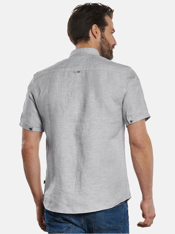 engbers Herren Hemd kurzarm aus 100 % Leinen Silbergrau 32822