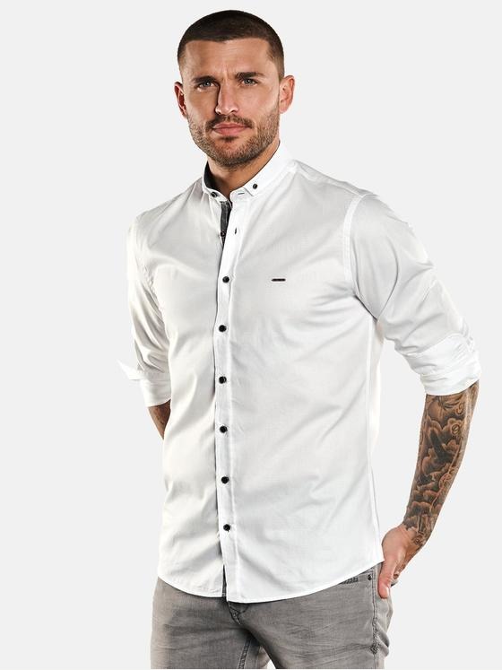 emilio adani Herren Langarm-Hemd uni Weiß 32873