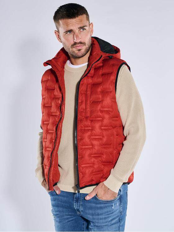 emilio adani Herren Steppweste mit Sorona-Füllung Orange 39090