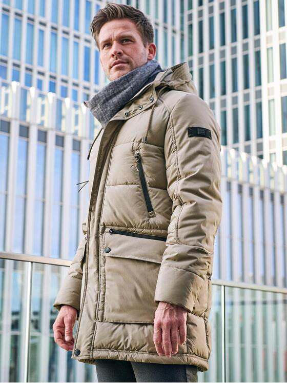 engbers Herren Steppjacke mit abnehmbarer Kapuze Beige 37458