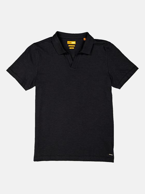 emilio adani Herren Polo-Shirt mit Leinenanteil Schwarz 34512