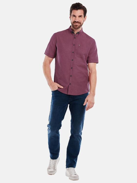 engbers Herren Kurzarm-Hemd mit Leinenanteil Violett 35133