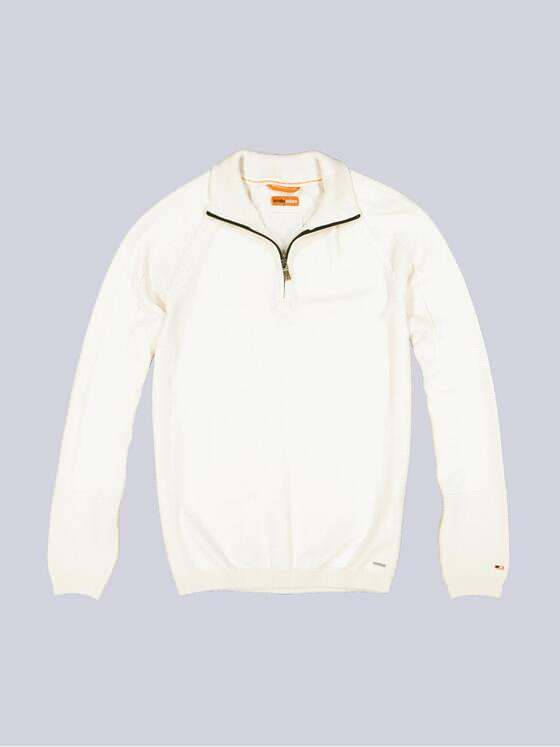 emilio adani Herren Pullover mit Polo-Kragen Weiß 36075