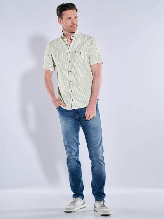 engbers Herren Kurzarm-Hemd gestreift Khaki 38891