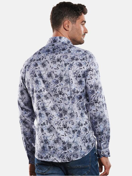 ENGBERS GERMANY Herren Florales Langarmhemd Saphirblau 30940