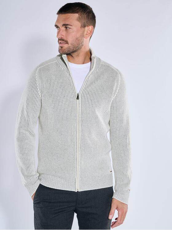 emilio adani Herren Strickjacke strukturiert Naturweiss 39558