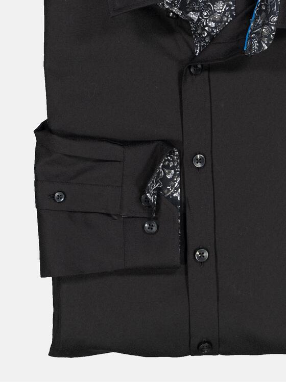 ENGBERS GERMANY Herren Langarm-Hemd uni Schwarz 35283