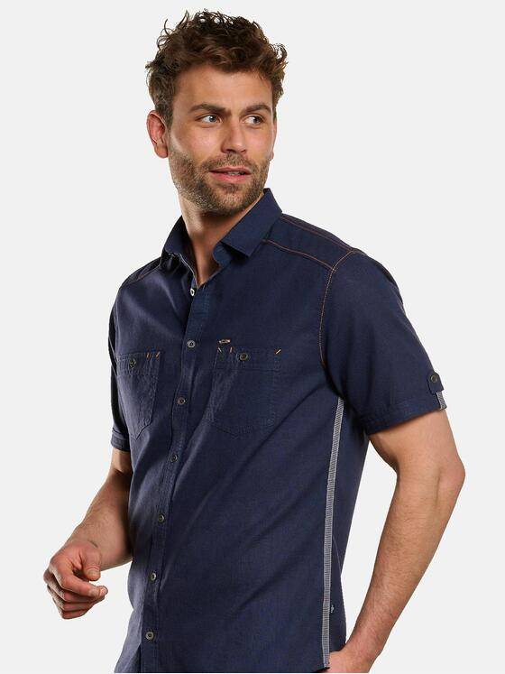 engbers Herren Kurzarm-Hemd mit sportiven Details Saphirblau 33444