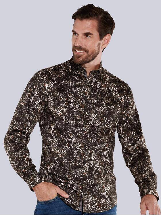 engbers Herren Langarm-Hemd gemustert Braun 35790