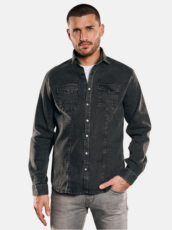 emilio adani Herren Hemd uni Grau 32462