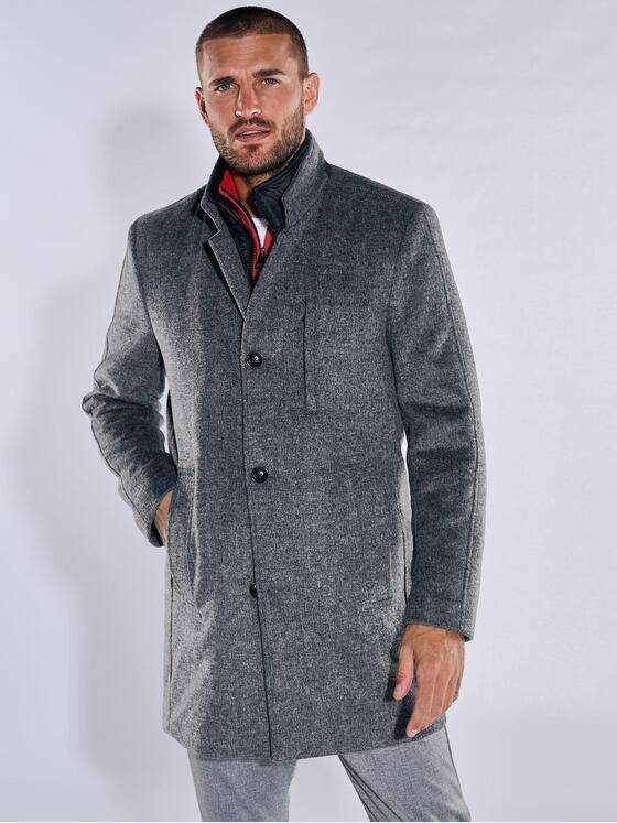 emilio adani Herren Mantel mit Inlet Grau 37581