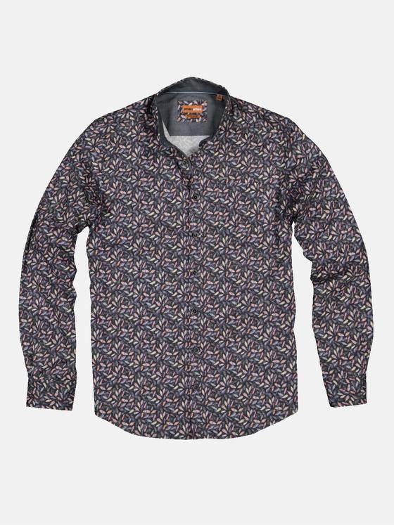 emilio adani Herren Langarm-Hemd gemustert Orange 32428
