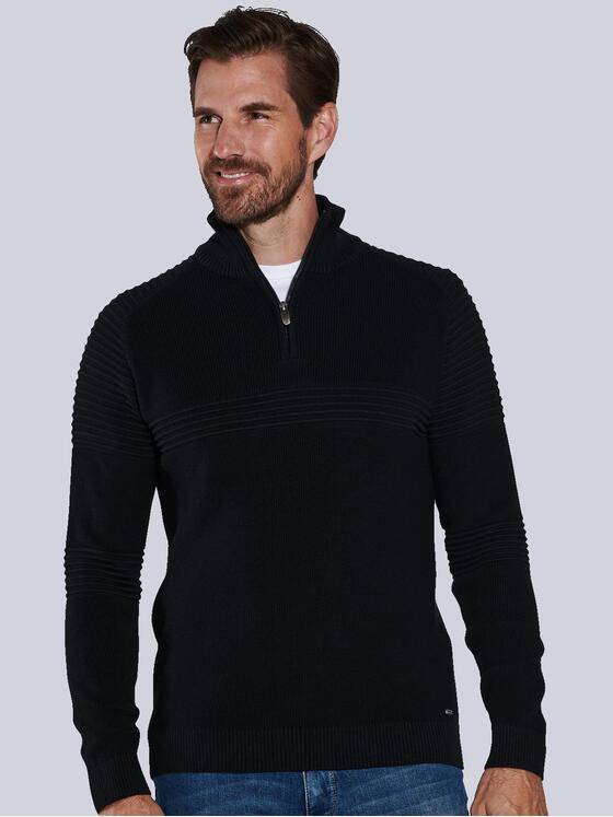 engbers Herren Pullover mit Stehkragen Schwarz 36090