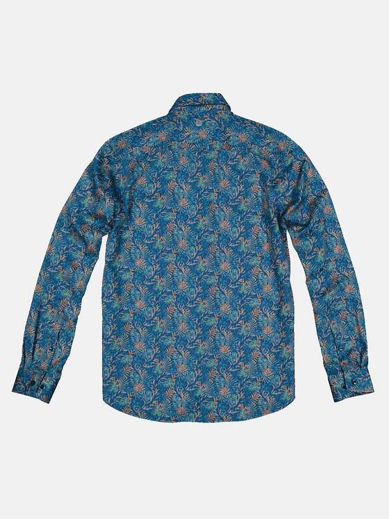 ENGBERS GERMANY Herren Langarm-Hemd gemustert Saphirblau 33235