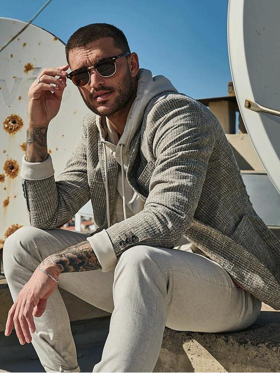 emilio adani Herren Freizeit-Sakko strukturiert Beige 32976