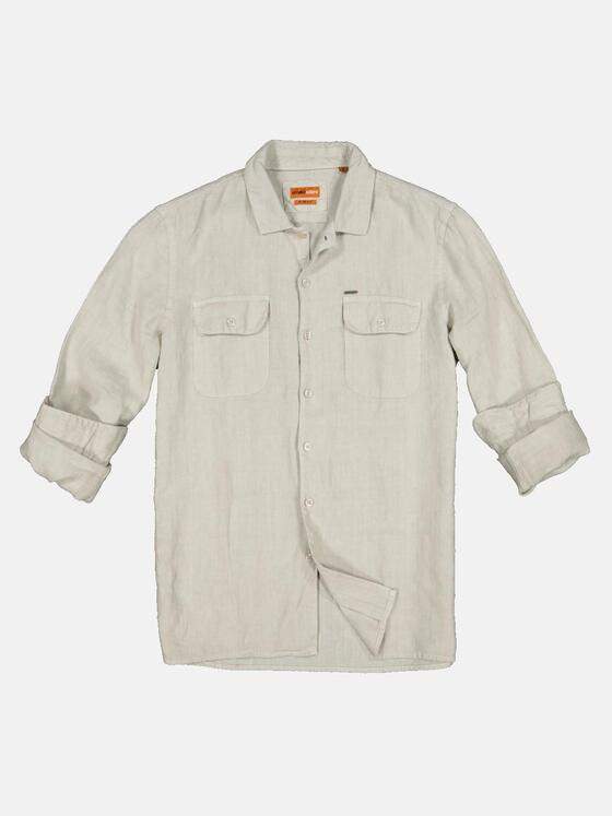 emilio adani Herren Overshirt aus Leinen Beige 33004