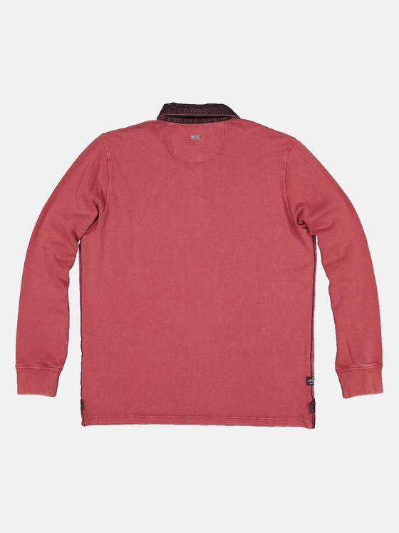 engbers Herren Langarm-Shirt Polokragen Lachsrot 33770