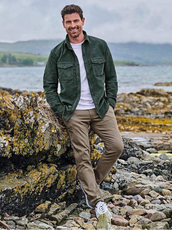 engbers Herren Overshirt aus Cord Grün 37219