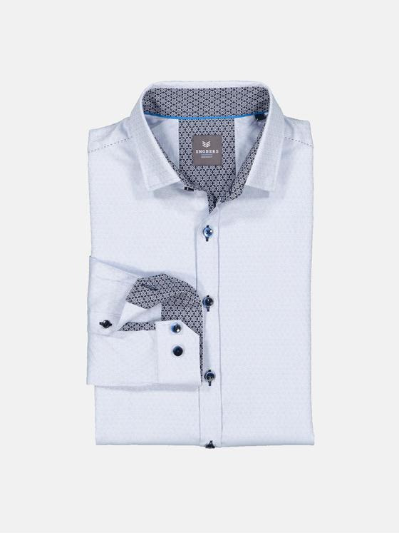 ENGBERS GERMANY Herren Langarm-Hemd mit wertiger Struktur Blau 35282