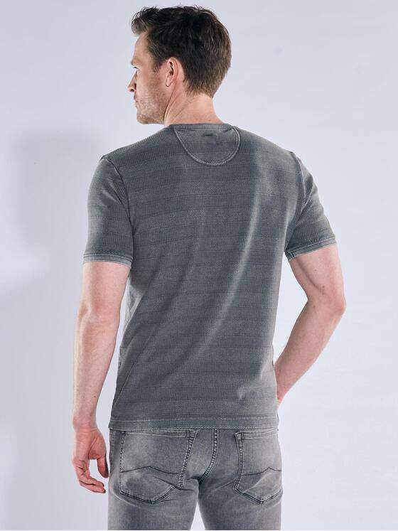 engbers Herren Strukturiertes T-Shirt im Streifendesign Dunkelgrau 40500