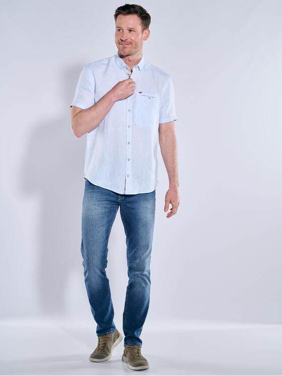 engbers Herren Kurzarm-Hemd aus Leinen Hellblau 38361
