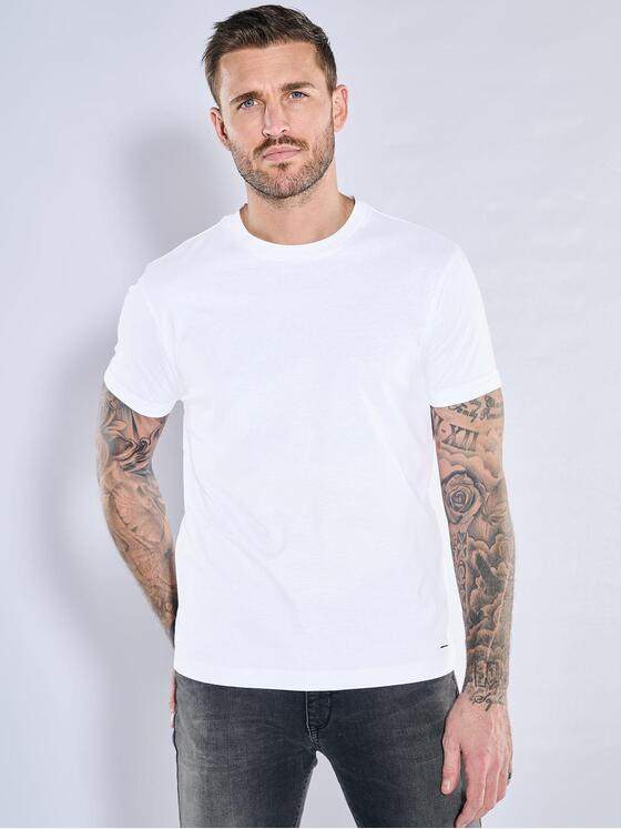 emilio adani Herren T-Shirt aus hochwertiger Baumwolle Weiß 38315