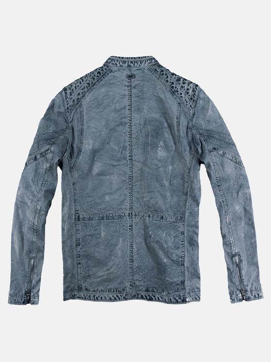 engbers Herren Rustikale Lederjacke in Trendfarbe Mittelblau 30641