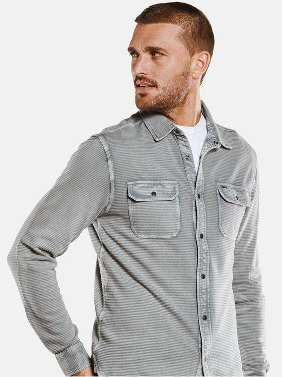 emilio adani Herren Langarm-Shirt mit Polokragen Grau 33733