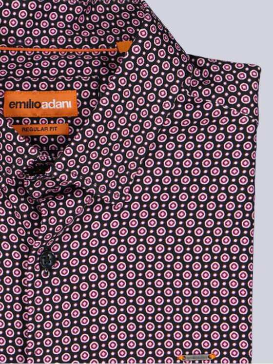 emilio adani Herren Langarm-Hemd gemustert Bordeaux 39596