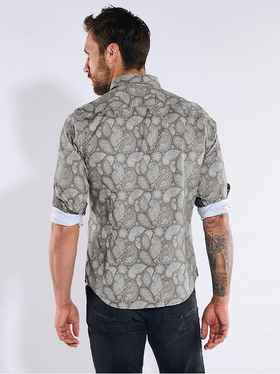 emilio adani Herren Langarm-Hemd gemustert Beige 36277