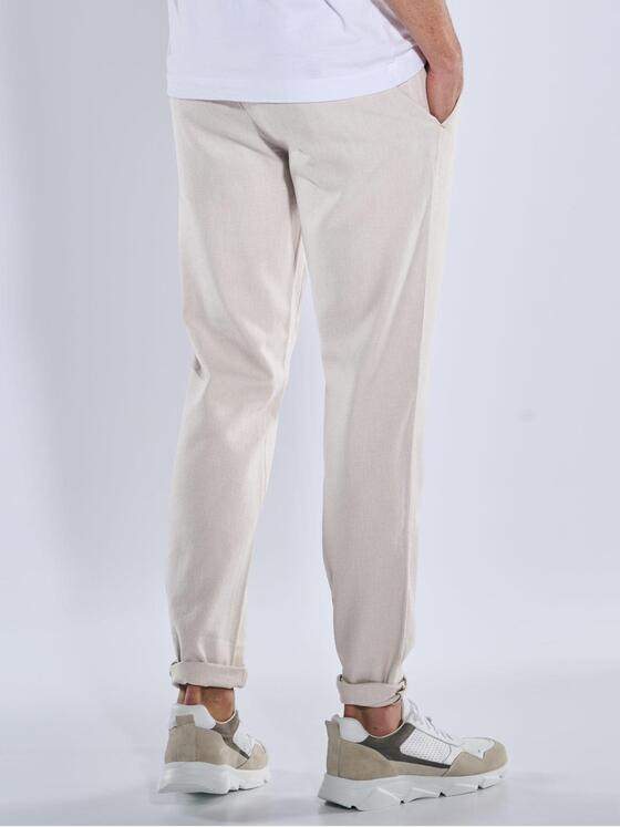 emilio adani Herren Chino mit Leinenanteil Weiß 39004