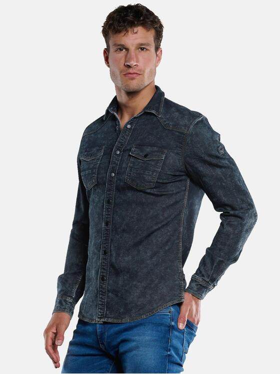 engbers Herren Langarm-Hemd im Overshirt-Design Blau 33369