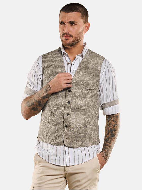 emilio adani Herren Sakko-Weste mit feiner Struktur Beige 32972