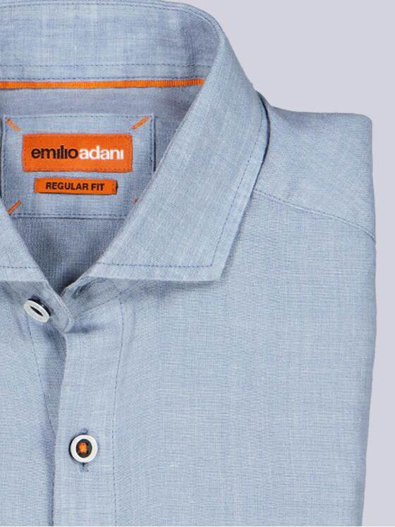 emilio adani Herren Modisches Leinen-Hemd Hellblau 40343
