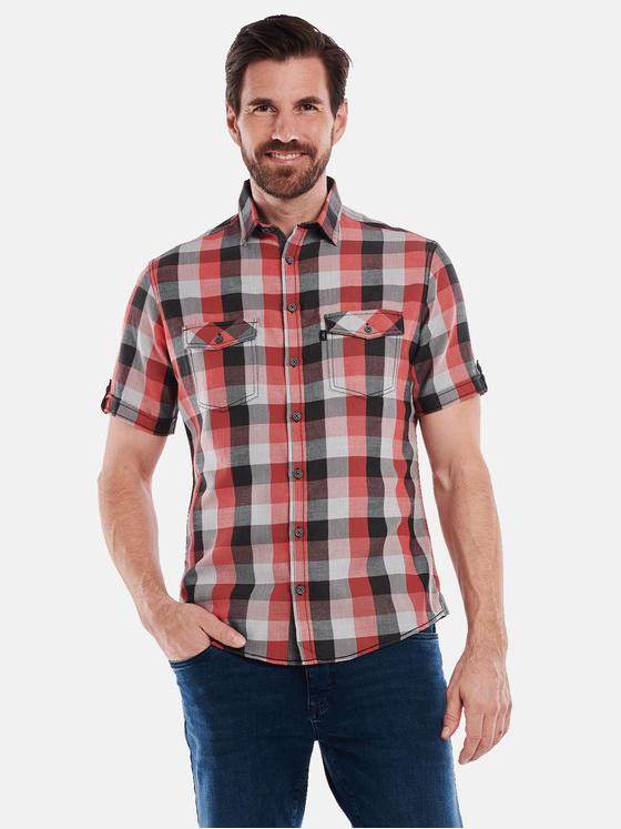 engbers Herren Kurzarm-Hemd kariert Signalrot 34948