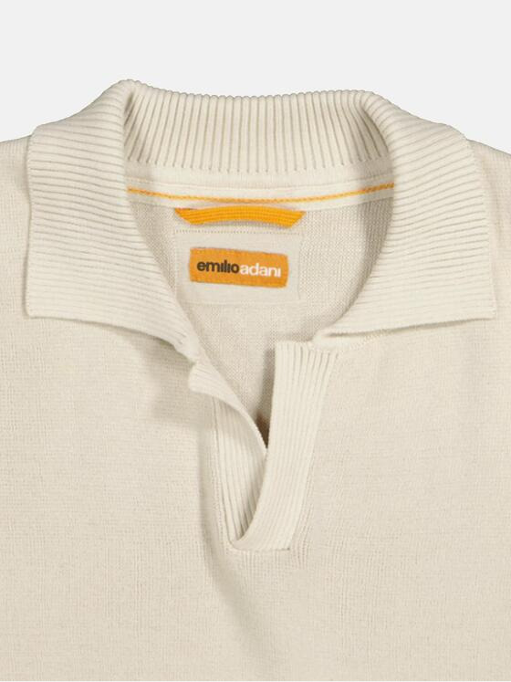 emilio adani Herren Pullover mit Polo-Kragen Weiß 36701