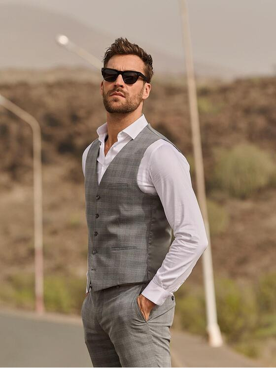 emilio adani Herren Sakko-Weste slim fit Grau 36387
