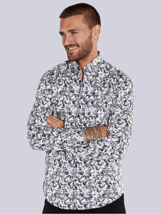 emilio adani Herren Langarm-Hemd gemustert Blau 36112