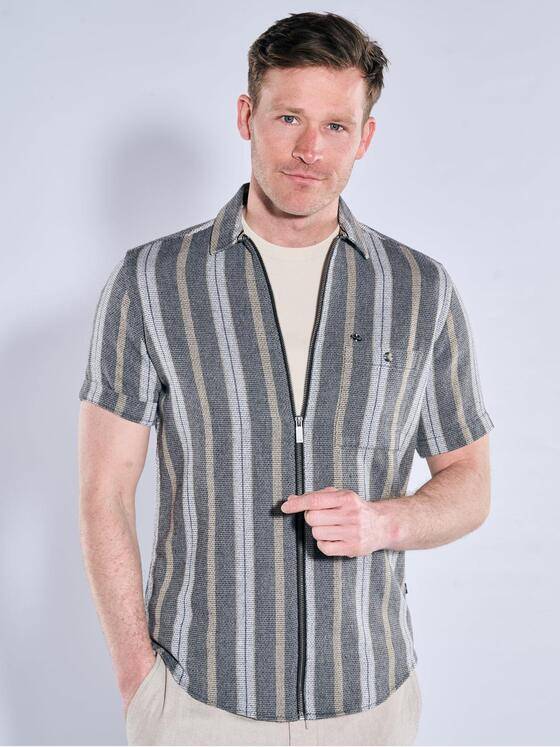 engbers Herren Kurzarm-Hemd gestreift Anthrazit 38893