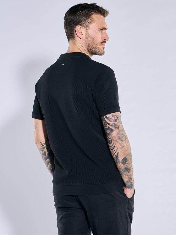 emilio adani Herren Polo-Shirt uni Schwarz 38320