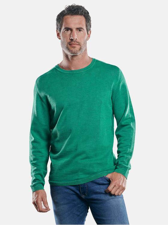 engbers Herren Sportiver Baumwollpullover mit modischem Rundhalsausschnitt Grasgruen 30432
