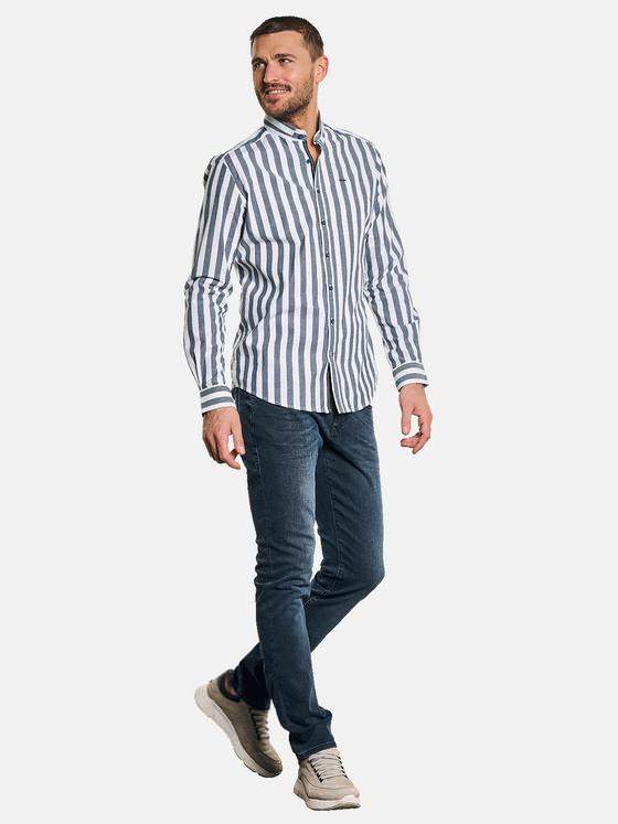 emilio adani Herren Langarm-Hemd gestreift Blau 32615