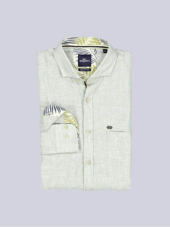 engbers Herren Langarm-Hemd aus Leinen Hellgruen 38364