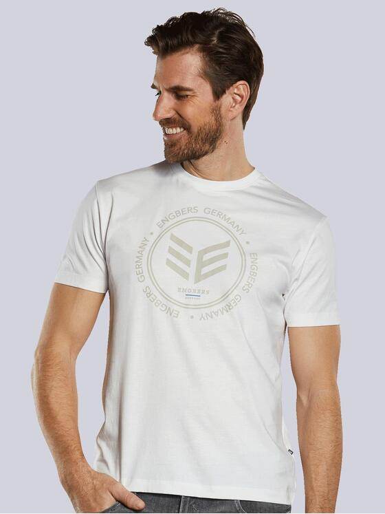 ENGBERS GERMANY Herren T-Shirt mit Print Weiß 34525