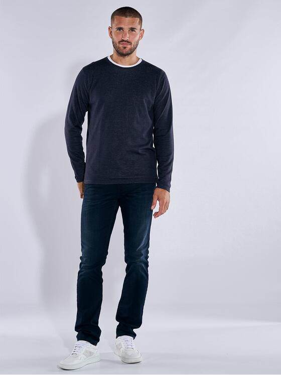 emilio adani Herren Langarm-Shirt strukturiert Saphirblau 39519