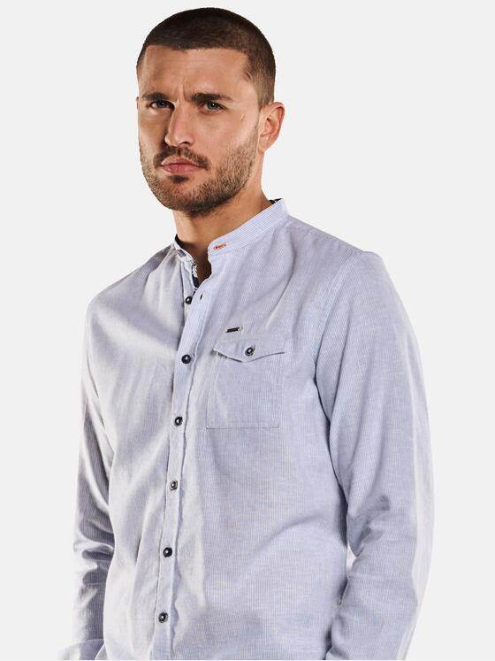 emilio adani Herren Langarm-Hemd mit Leinen-Anteil Blau 32997
